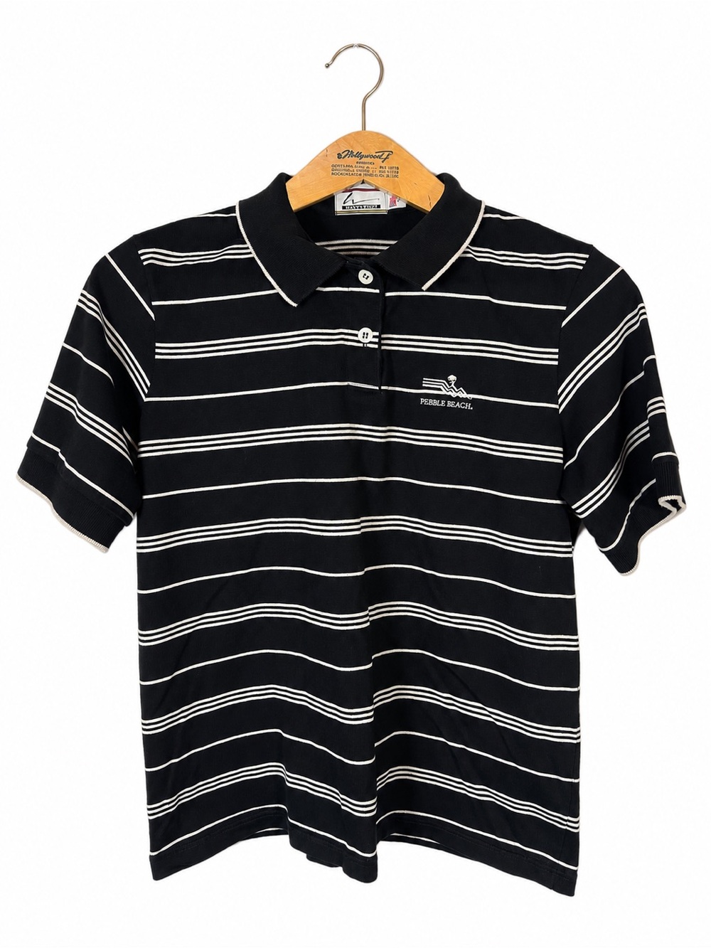 Haley Sport Vintage Striped Polo Shirt Black White Short Sleeve Retro 90s Size L